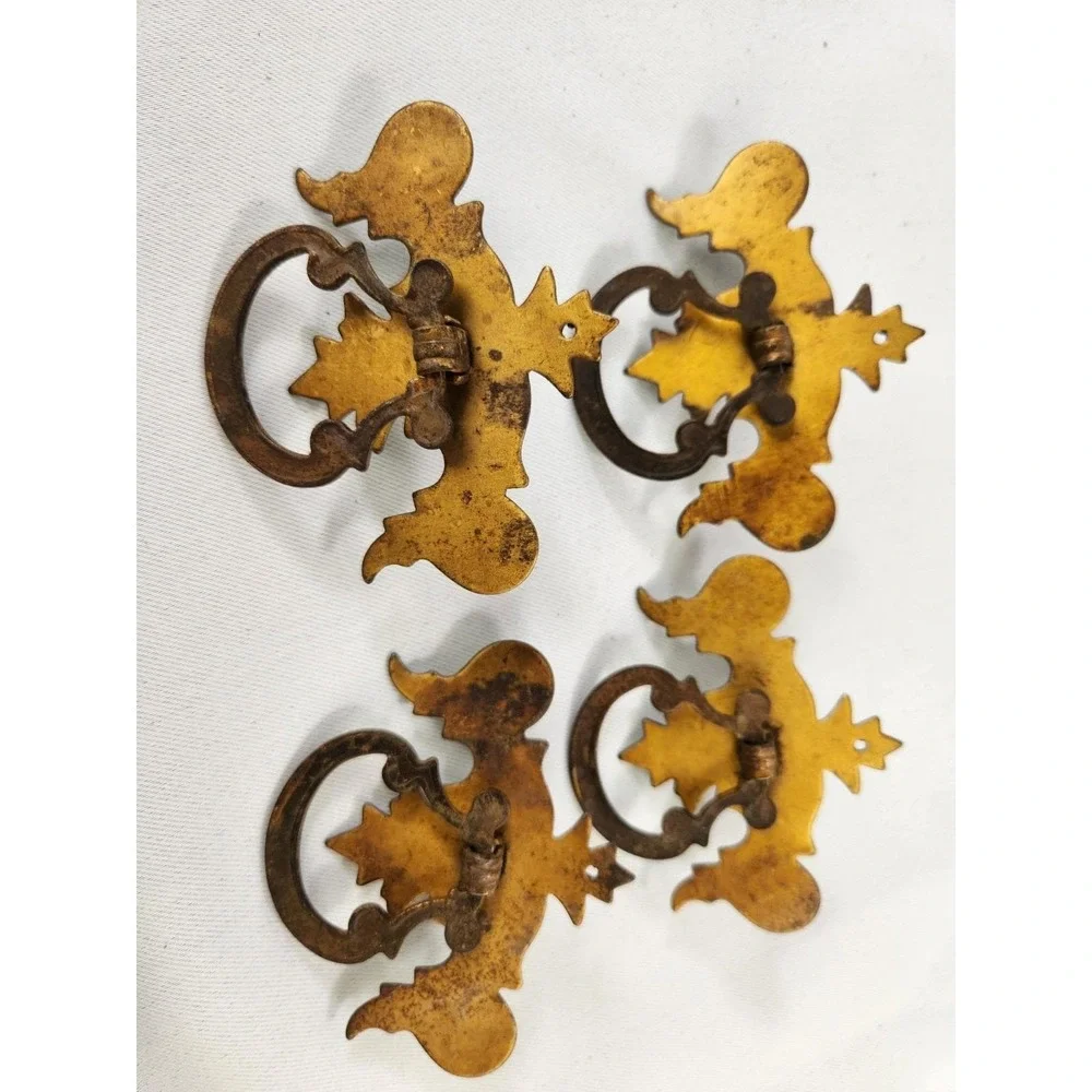 Vintage Drawer Pulls Chippendale Batwing Drop Style-Single Screw Handles Ornate